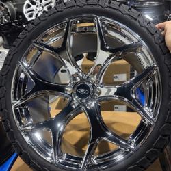 22X10 F-150 SHELBY SUPERSNAKE 6x135 +25 87.1 Chrome  Set Of 4 Wheels Tires