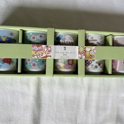 Floral Tea Cup Set Of 5 Made In Japan