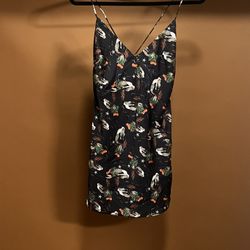 Zara Black & Mermaid Print Mini Slip Dress XS 