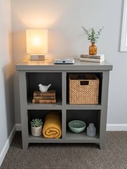 Gray Wood Cube Storage Bookcase