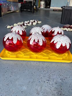 Large Red Glitter Christmas Ball Ornaments Set of 14
