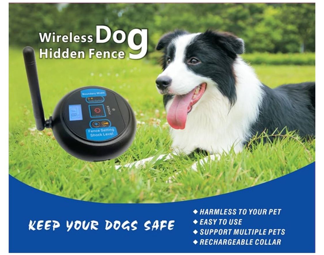 Shock Collar, Electric Pet Fence for Stubborn Dogs, Safe, Rechargeable Waterproof