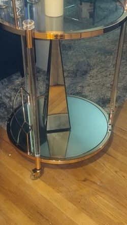 Hollywood Regency Brass And Acrylic Bar Cart