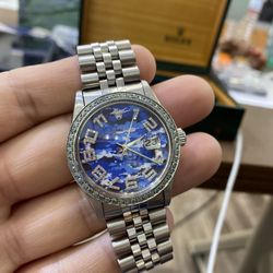 Sky Blue Sapphire Diamond Datejust Rolex 36mm Steel Buy Sale Trade