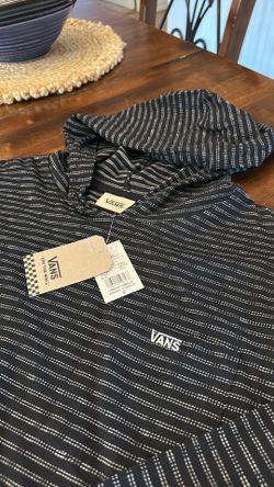 Vans Men’s cotton hoodie black stripe NWT Small men’s