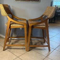 Solid Wood Woven Counter Stools