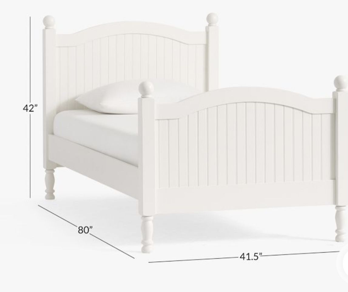 Pottery Barn Kids Catalina Twin Bed and Beautyrest Mattress - Simply White