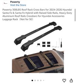 Powerty 300LBS Roof Rack Cross Bars for 2024-2026 Hyundai Santa Fe & Santa Fe Hybrid with Raised Side Rails, Heavy Duty Aluminum Roof Rails Crossbars 