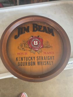 Jim Beam Bourbon Whiskey Barrel Top Sign