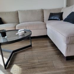 Beige 109" 2 Piece L-Shaped Sectional with Right Arm Facing Corner