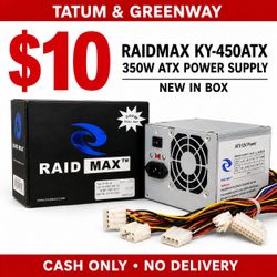 Raidmax KY-450ATX 350W ATX Power Supply Dual Fan Desktop PSU (New in Box)