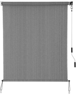 SEEYE Outdoor Sunshade Roller Shades 72" W x 72" H, Cordless Roll Up Shade Blinds Privacy Screen with 90% UV Protection, Exterior Patio Shade Cloth fo
