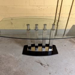 Large Solid Glass And Stone Table 71” X 40”