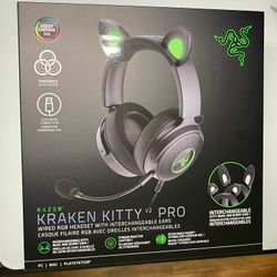 Razer Kraken Kitty V2 Pro Wired RGB Headset: Interchangeable Ears - Black NEW