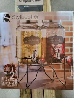 Stylesetter Set Of 2 Chalkboard Dispensers With Metal Stand. 