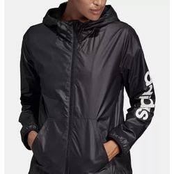 Adidas Women's Linear Windbreaker Jacket, Black, Size XS