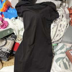 Black V Neck Zip Dress