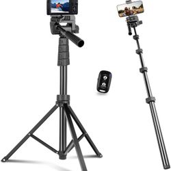 Extendable Phone Tripod 67” Detachable Cell Phone Tripod for Live Stream, Video Recording, Photography, Compatible with Cellphones/Camera/Projector/Go