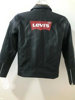 Levi's Biker Jacket Womens Large Cropped Full Zip Black Faux Leather.