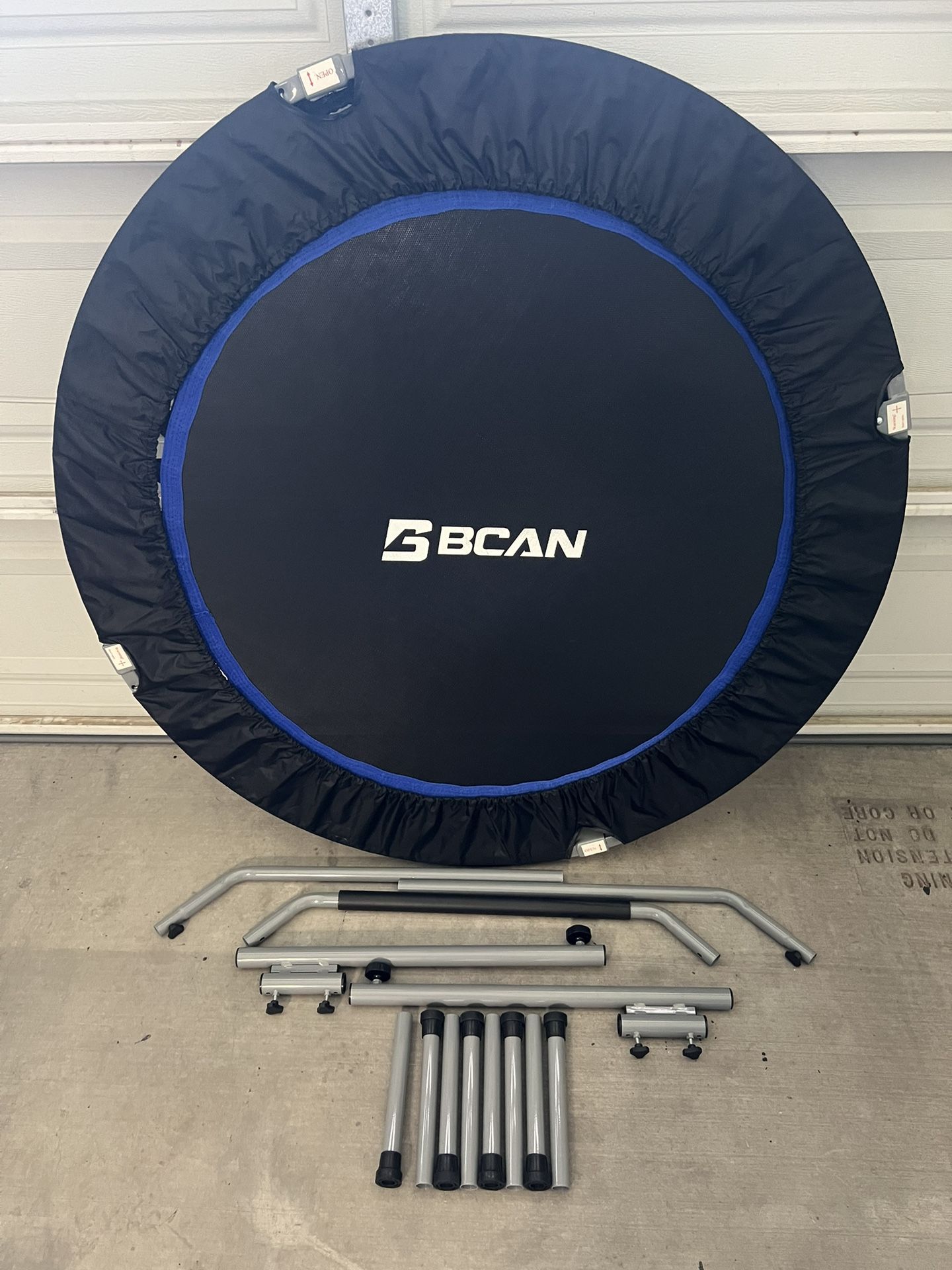 BCAN 48" Foldable Mini Trampoline Max Load 440lbs, Fitness Rebounder with Adjustable Foam Handle