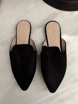 Black suede pointed toe flats