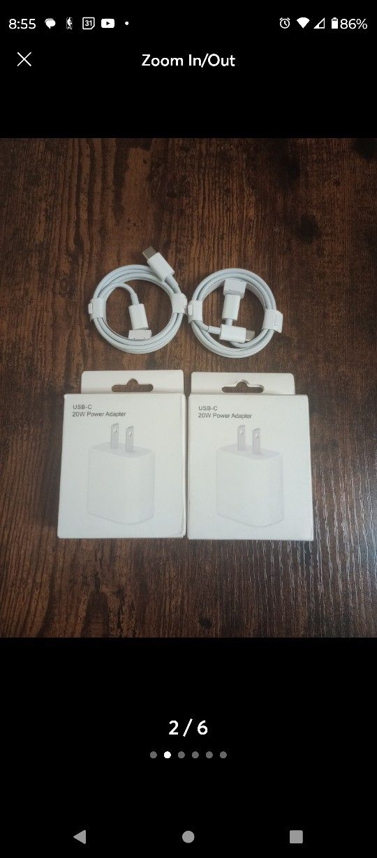 2Pack 20W Type C Adapters With USB-C To Type C Cable Rapid iPhone Charger