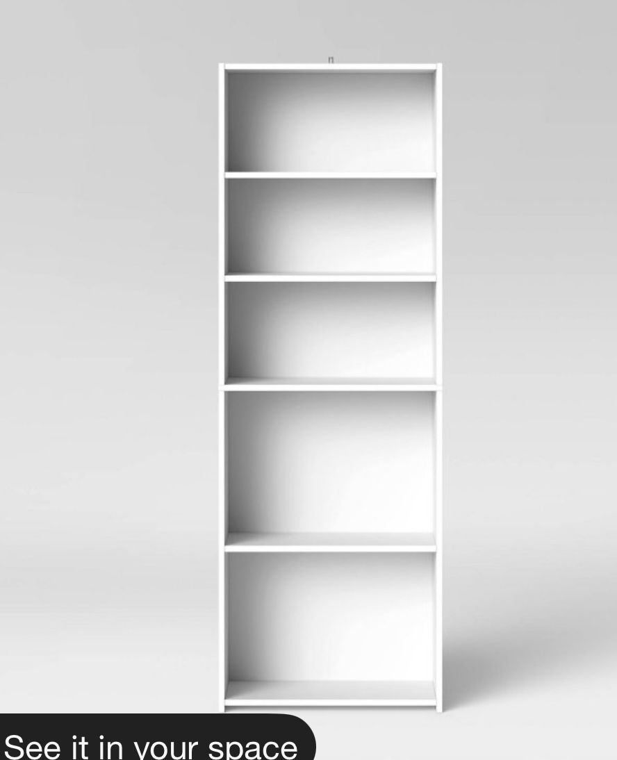 White 5 Shelf Book Case