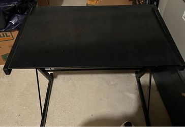 Black Compact Desk with Metal Frame