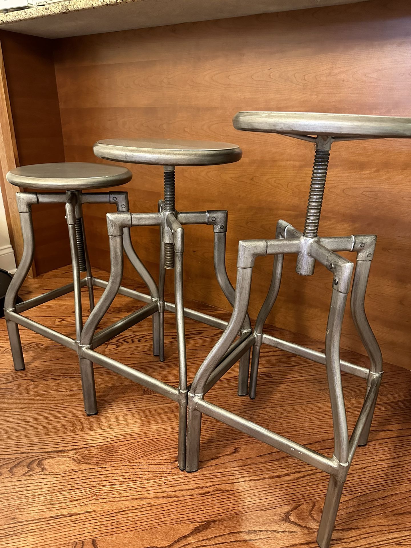 Crate and Barrell Gunmetal Adjustable Backless Counter Stool (set of 3)