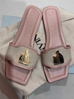 Lanvin Pink Leather Slide Sandals