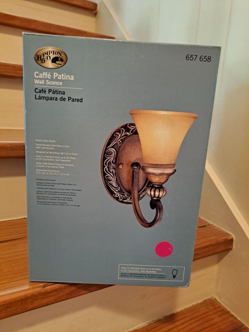 Hampton Bay Wall Sconces Caffè Patina New Pair/2 $80