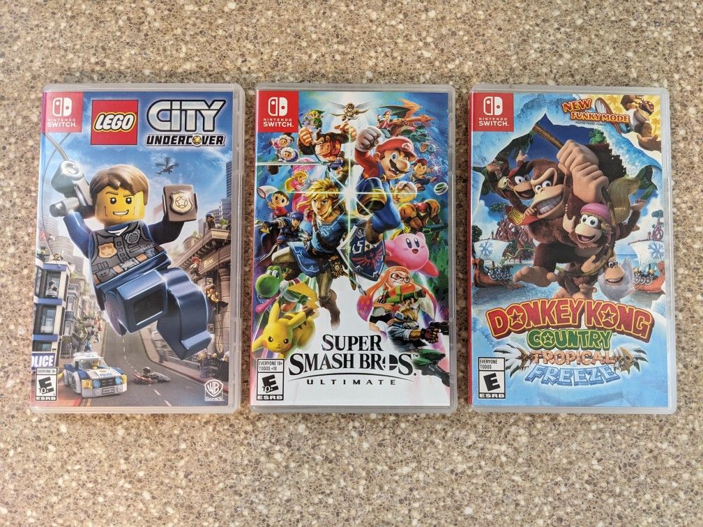 Nintendo Switch Game Lot - Smash Bros Ultimate, Donkey Kong Country Tropical Freeze, Lego City