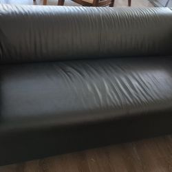 2 Black Leather Sofas 