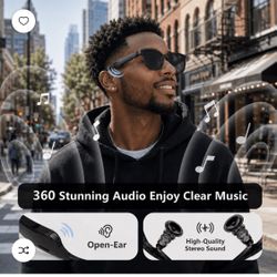 Bluetooth Glasses for Men & Women, Al Smart glasses Music Sunglasses with Open-Ear Speaker, Voice Control & HD Mic, UV400 Lens, 10H