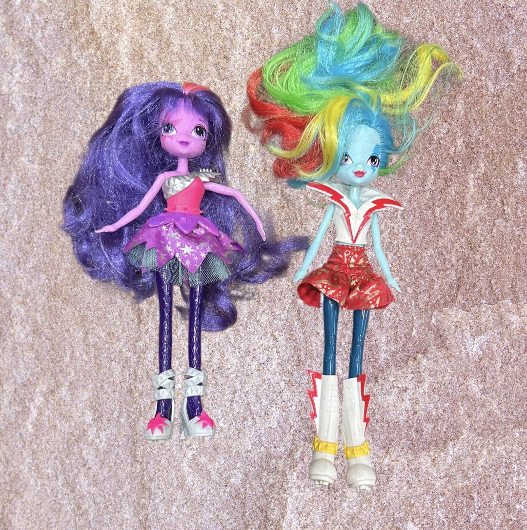 My Little Pony Equestrian Girls. Rainbow Dash. Twilight Sparkle dolls. 9”. Set of 2 dolls 