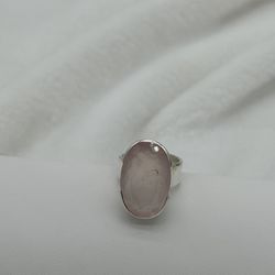Large Strawberry Quartz Faceted Gemstone Silver Ring Size 7 Great Condition