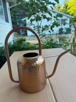 Vintage Hammered Copper-Finished Watering Can / Indoor Plant Decor