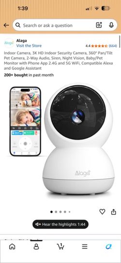 Indoor Camera, 3K HD Indoor Security Camera, 360° Pan/Tilt Pet Camera, 2-Way Audio, Siren, Night Vision