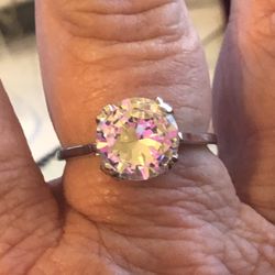 💕 925 Sterling Silver CZ Solitaire Ring Size 10