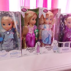 Disney Anna Elsa Frozen Animated Dolls NEW