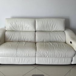 Free white real leather electric reclining couch - with conditions - check the description