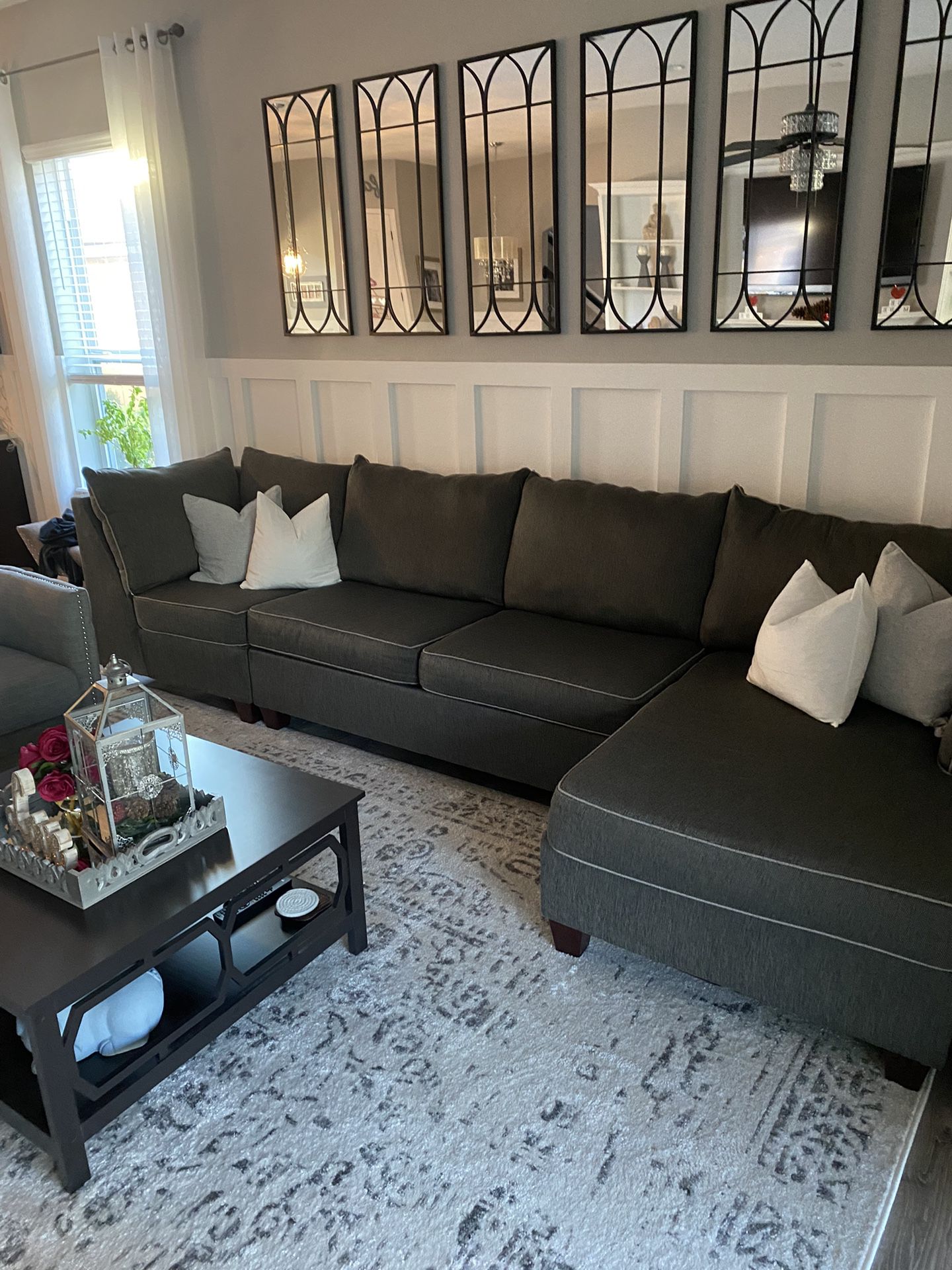 Oversized Dark Grey Sofa 