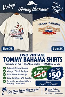 Vintage Tommy Bahama Shirts – XL & 2X – $50 for Both