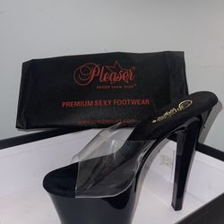 Exotic Dancer Black & Clear High Heels, Size 9 Women’s