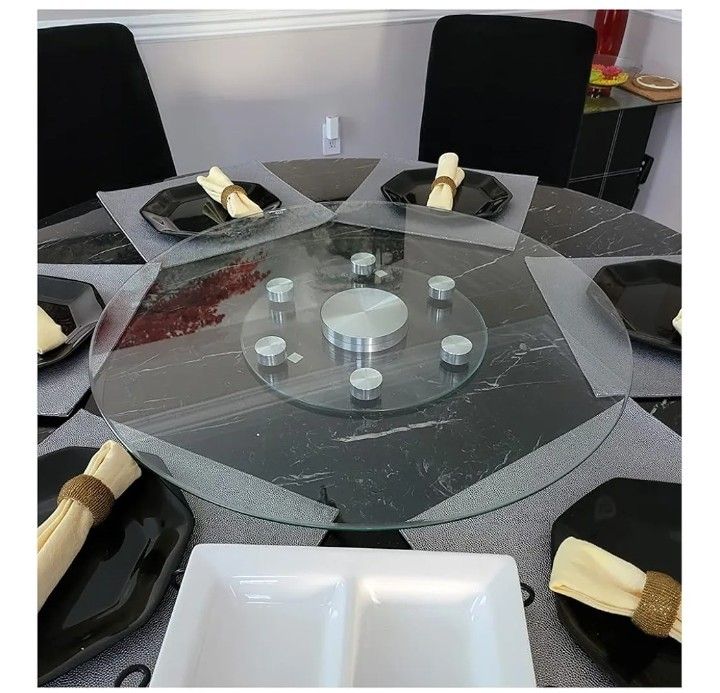 23" Large Lazy Susan for Dining Table Kitchen Glass Turntable with Aluminum Alloy Bearing, Smooth Swivel.... NEW IN BOX