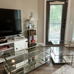 Gold & Glass Coffee and Side Tables