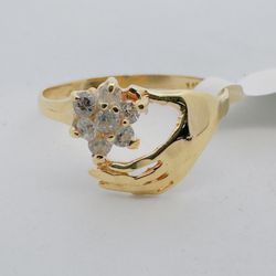14k Gold & CZ Hand Ring