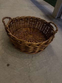 Large Round Wicker Basket with Handles