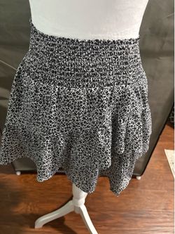 Altar’d State Black/White Mini Skirt Shirred Skirt Size XS