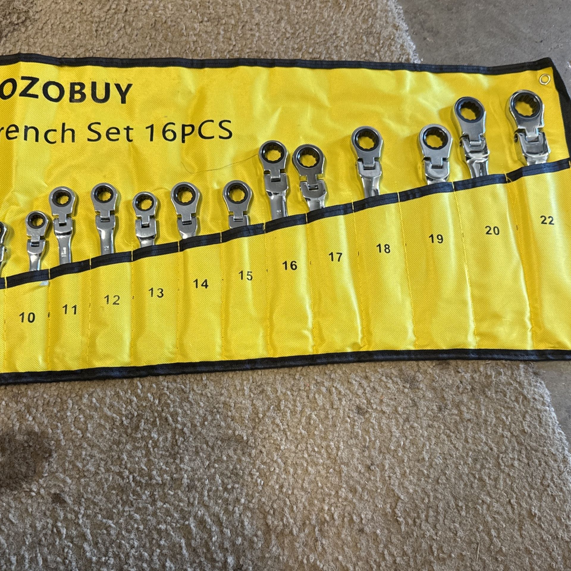 New 16pcs Flex Head Ratcheting Wrench Set 6 Thru 22